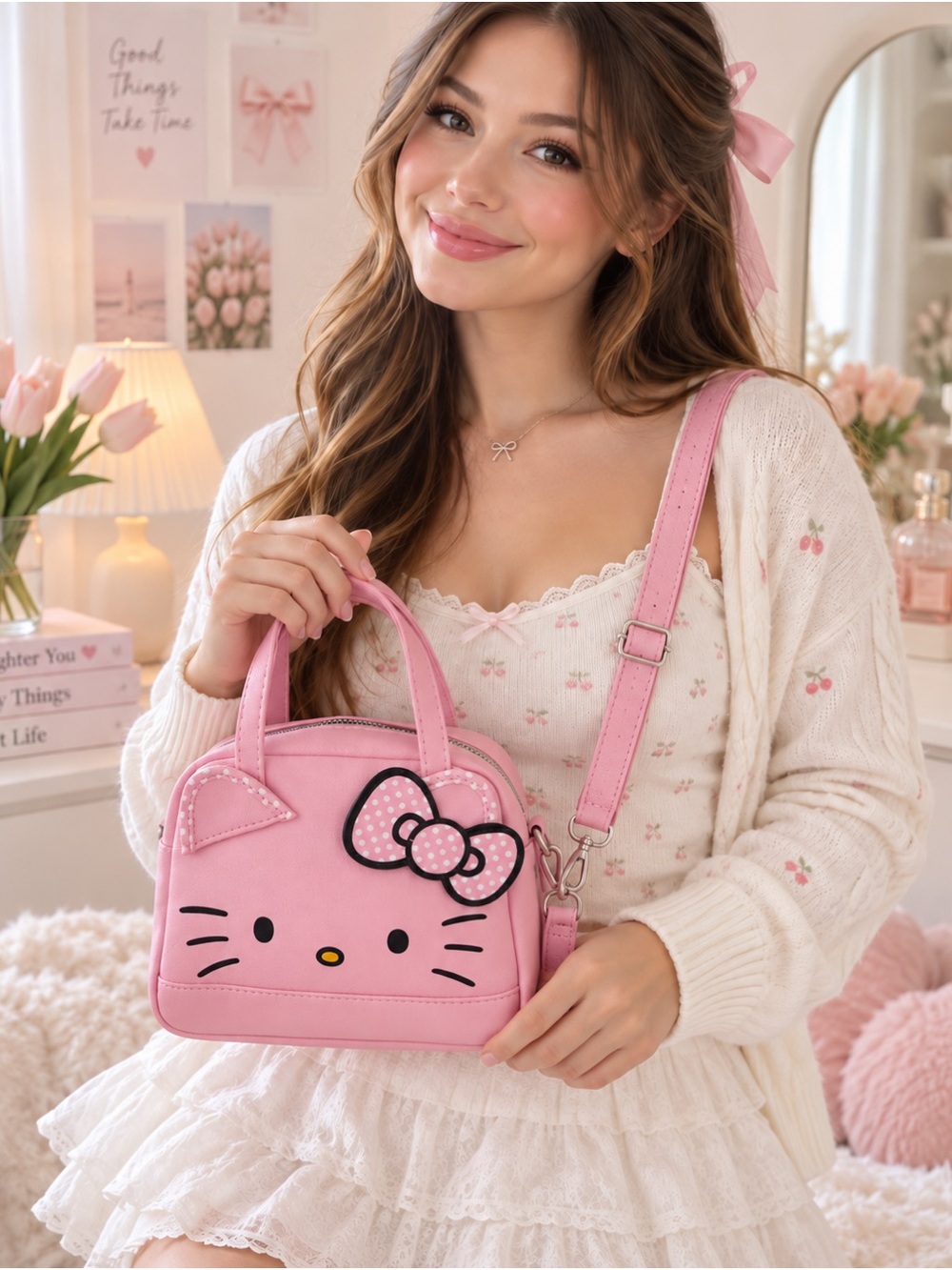 Hello Kitty Pink Mini Handbag w/ Adjustable Strap NWT